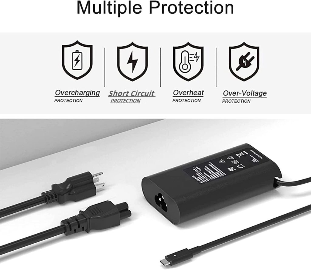 65w 45w USB-C Type C Laptop Charger Replacement for Dell Latitude 7275 7370 5420 5285 5290 5520 XPS 13