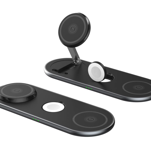 2025 New Magnetic Foldable Wireless Phone Chargers Stand 3 in 1Fast Phone Charging Station for iPhone Earphone Smart Watch