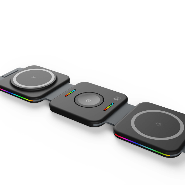 2025 New 15W Magnetic 3 in 1 Wireless Charger Foldable Wireless Charger Pad Compatible with Iphone/android/watch/earphone