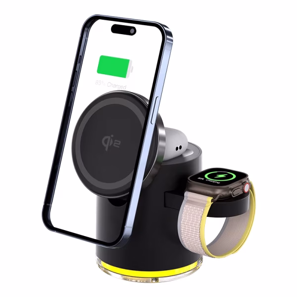 2025 New 3 in 1 magnetic wireless phone chargers station portable fast charger for Phone earphones Watch