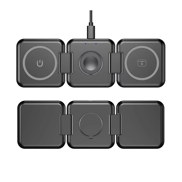 3 in 1 magnetic foldable wireless charger Pads 15W Fast PD Charging Strong Magnet for iPhone Switch Earphone