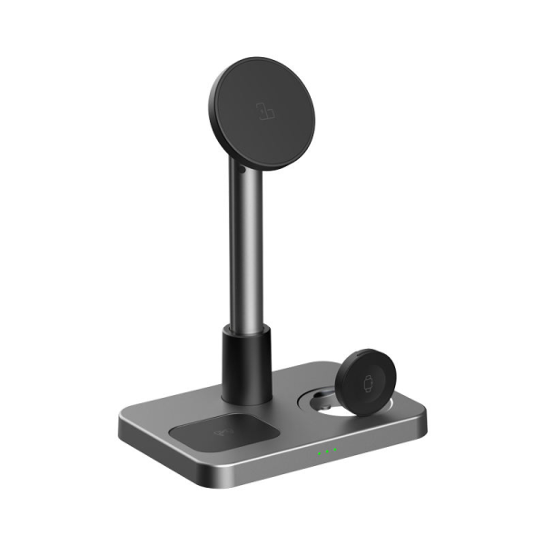 2025 Hot Sale Desktop 3 in 1 Charging Station Foldable Magnetic Wireless Charger Aluminum Alloy Telescopic Rod Universal